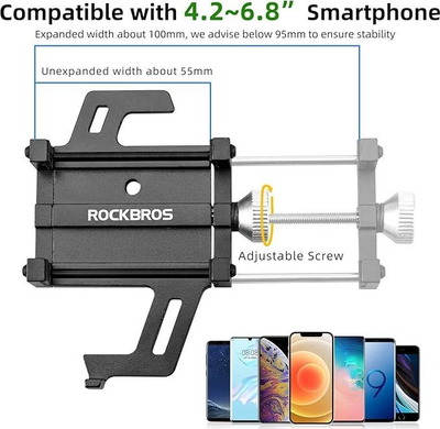 Mbajtëse telefoni për biçikletë Rockbros Strong Solid 699, alumini, e zezë