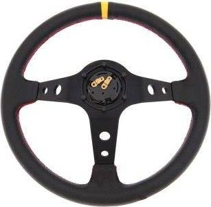 Timon sportiv MTuning Steering Wheel Pro 350mm, offset 80mm, karbon, i verdhë