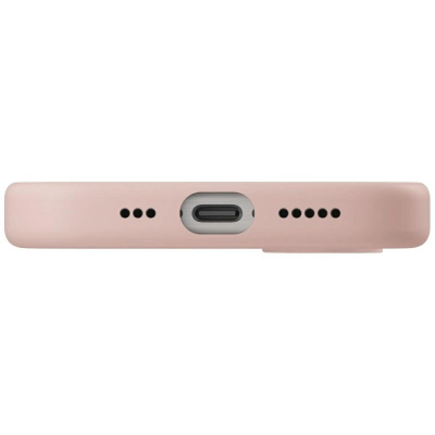 Маска за телефон Uniq Lino MagClick, за iPhone 16E, течен силикон, пастелно розова