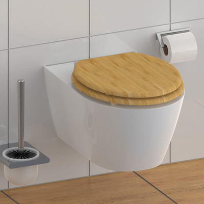 Kapak WC SCHÜTTE bambu, soft close, formë ovale, ngjyrë druri natyrale