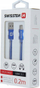 Kabllo USB Swissten Textile, USB në USB C, 0.2m, 3A, e zezë