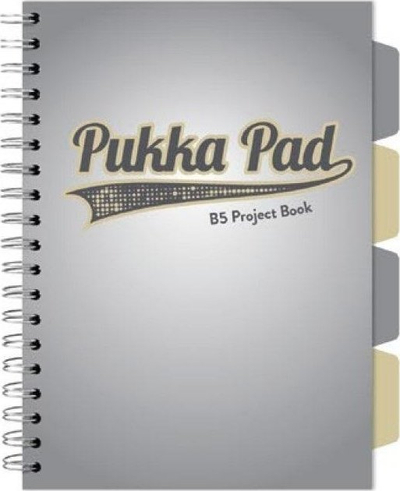 Bllok Pukka Vogue Project Book, B5, 100 fletë me katrorë, kapak i fortë, gri, set 3 copë