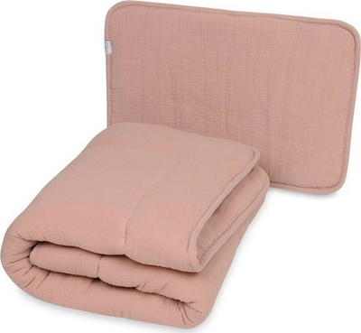 Set jorgan dhe jastëk për kalamajt Muslin, 135x100 cm, 40x60 cm, rozë