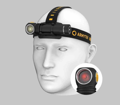 Фронтална лампа ArmyTek Wizard C2 WR, 1100lm, бело и црвено ЛЕД, црна