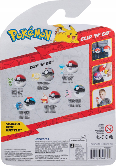 Lodër figurë Pokémon Clip N Go Quaxly, me Poké Ball, 5 cm, shumëngjyrëshe