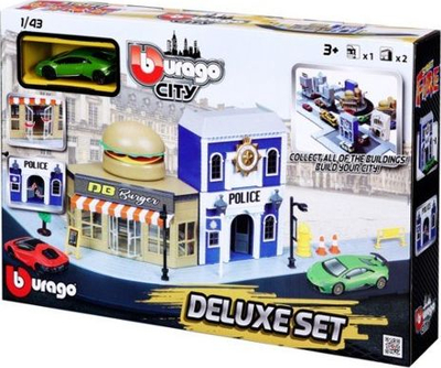 Set loje Bburago Street Fire City Deluxe, shkallë 1:43, me 1 makinë, shumëngjyrësh