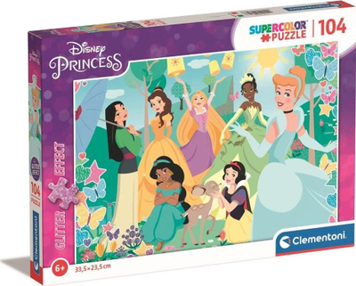 Puzzle Clementoni Disney Princess, 104 copa, me shkëlqim, shumëngjyrësh