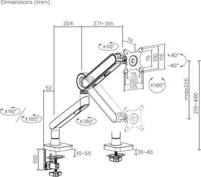 Држач за монитор LevelOne Equip 650185, 17-35\", монтажа на маса, бел
