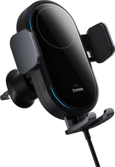 Mbajtëse makine Baseus LightChaser, karikues wireless 15W, për grilë ajri, e zezë