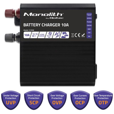 Karikues baterish Qoltec Monolith 51958, 10A, 12V, i zi