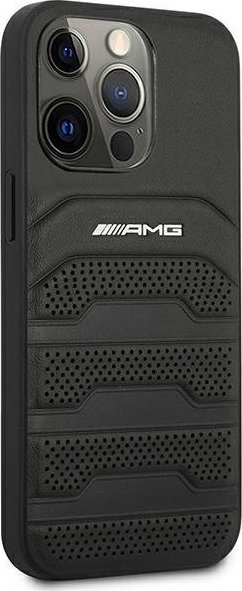 Kapak telefoni Mercedes Benz AMG Line për iPhone 14 Pro 6.1", lëkurë, i zi