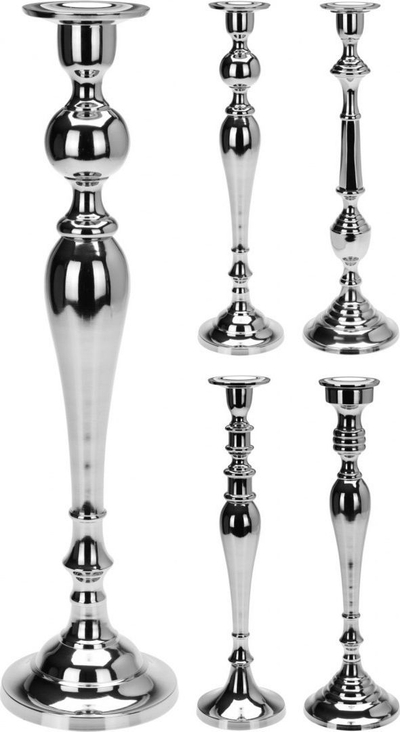Mbajtës qirinjsh Affek Design, 48 cm, metal, argjend