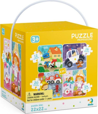 Puzzle 4 në 1 Dodo "Profesionet për fëmijë", 12/16/20/24 elemente, +3 vjeç