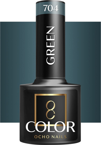 Llak xhel hibrid Ocho Nails Color 704 Green, 5g, jeshile e errët