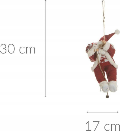 Dekoratë varëse Santa Claus, 30cm, poliester, e kuqe