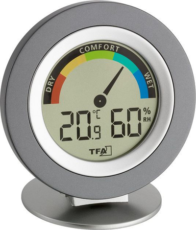 Stacion moti TFA 30.5019.10 Cosy, termo higrometër, ekran kompakt, argjendi
