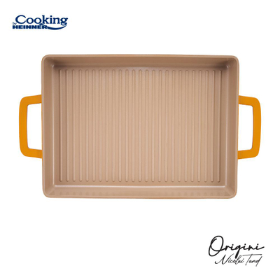 Tigan grill Cooking by Heinner ORIGINI, 36x26.4x4 cm, alumini qeramik, portokalli gri