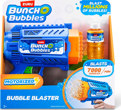 Lodër pistoletë flluskash Zuru Bunch O Bubbles Blaster Medium, motorike, me solucion, blu portokalli