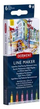 Set stilolapsash me ngjyra Derwent Line Maker, 6 copë, 0.3mm