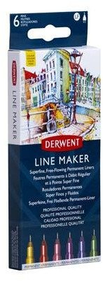 Set stilolapsash me ngjyra Derwent Line Maker, 6 copë, 0.3mm
