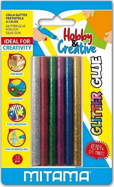 Shkopinj ngjitësi me ngjyra Mitama Hobby and Creative 62842, 12 copë, për pistoletë ngjitëse të nxehtë, shumëngjyrëshe