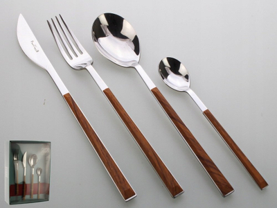 Set lugë e pirunë Pintinox Sushi Queen Mahogany 17B07091, 24 copë, çelik inox 18/10, ngjyrë mahogany