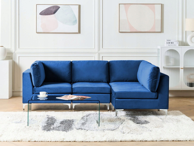 Divan qoshe Beliani Evja, 4 ulëse, modular, blu
