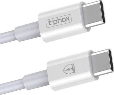 Kabllo USB T-Phox Glary Lite Series, USB-C në USB-C, 1 m, e bardhë
