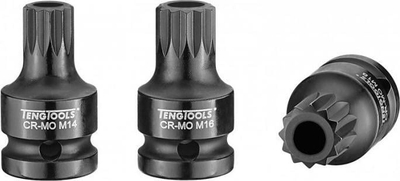 Bit çelës goditës Teng Tools 921816, 1/2" XZN Triple Square, 16x43mm, i zi
