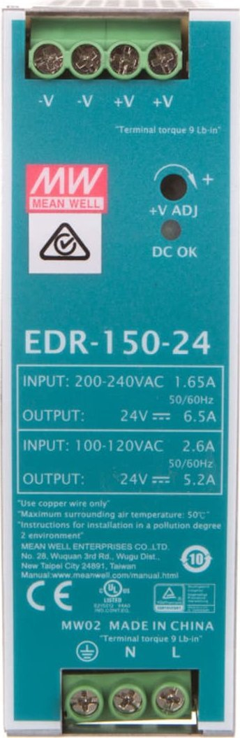 Furnizues energjie Mean Well EDR-150-24, 150W, 24V 6.5A, gri