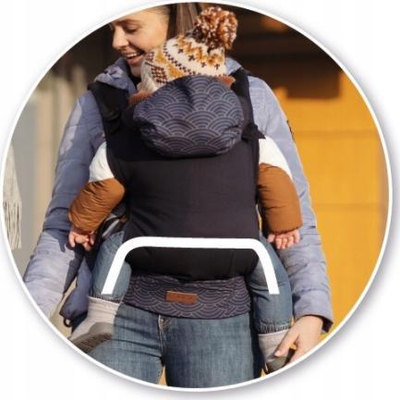 Mbajtëse bebe MoMi COLLETE, ergonomike, me kapuç me lule, gri