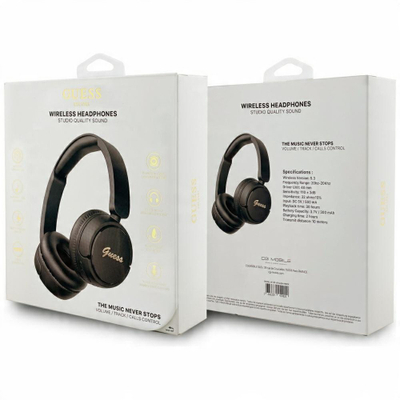 Kufje on-ear Guess Metal Logo Script, Bluetooth 5.3, me mikrofon, të zeza