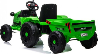 Traktor elektrik për kalamaj Lean Toys CH9959, 12V, me rimorkio, jeshil