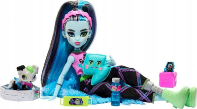 Kukull Monster High Ghoulia Yelps, me gjona, flokë blu