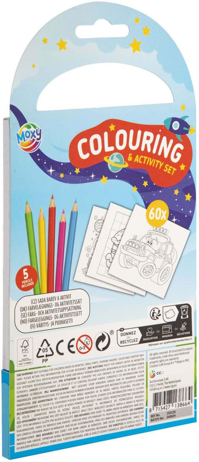 Сет за бојадисување Blue Coloring and Activity Set, книга со активности, 5 моливи во боја, шарен