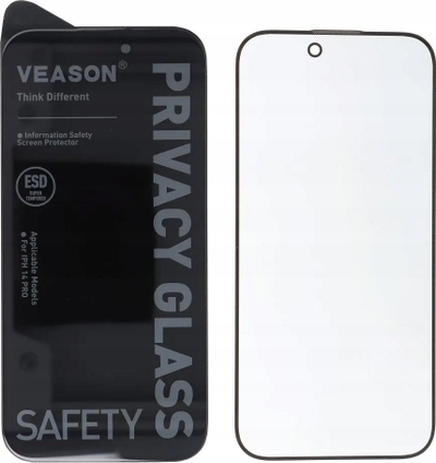 Mbrojtëse ekrani Veason 6D Pro Privacy për iPhone 14 Pro, xham i temperum, e zezë