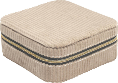 Kuti bizhuterish Corduroy Jewelry Box, 12x12x5cm, me pasqyrë, me zinxhir