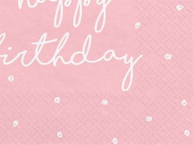 Peceta letre Happy Birthday, 33x33cm, 3 shtresa, rozë