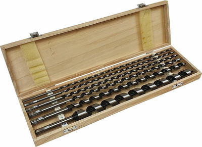 Set spiralesh druri WOOD DRILL BIT SET, 6 copa, 460mm 6-25mm, në kuti druri