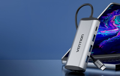 Hub USB C Vention THAHB, HDMI, 3x USB 3.0, gri argjendtë