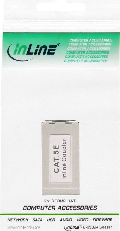 Adaptor rrjeti InLine Cat.5e, 2x RJ45 F/F, i blinduar, metal