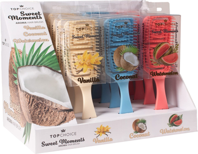 Set furça flokësh TOP CHOICE SWEET MOMENTS, të aromatizuara, 12 copë, shumëngjyrëshe
