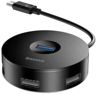 HUB USB Baseus Round Box, 1x USB 3.0, 3x USB 2.0, gri