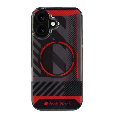 Kapak telefoni Audi IML Sport Hardcase, me MagSafe, për iPhone 16 6.1", i zi me të kuqe
