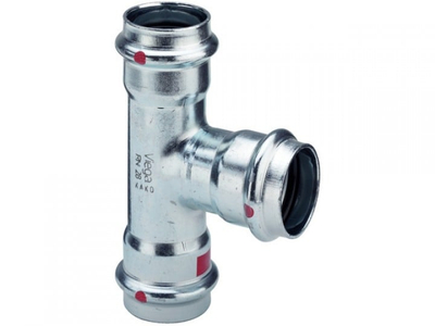 Pjesë T tubacionesh Viega Prestabo 558628, 18mm, çelik, gri