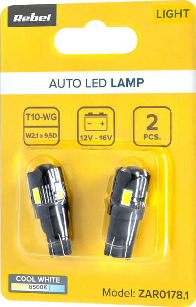 Llambë LED për makinë Rebel T10 ZAR0178.1, 12V, 6500K, e bardhë e ftohtë