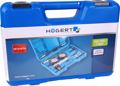 Njesi testimi kompresioni Hogert Technik HT8G413, deri 7 bar 100 PSI, me manometer cift