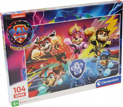 Puzzle Clementoni Supercolor Paw Patrol The Mighty Movie, 104 pjesë, për fëmijë 6 vjeç, shumëngjyrësh