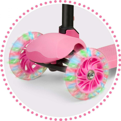 Trotinet për kalamaj Ricokids, me 3 rrota LED, deri 25 kg, rozë