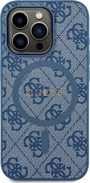 Mbulesë telefoni Guess 4G Collection MagSafe për iPhone 14 Pro Max, lëkurë eko, blu